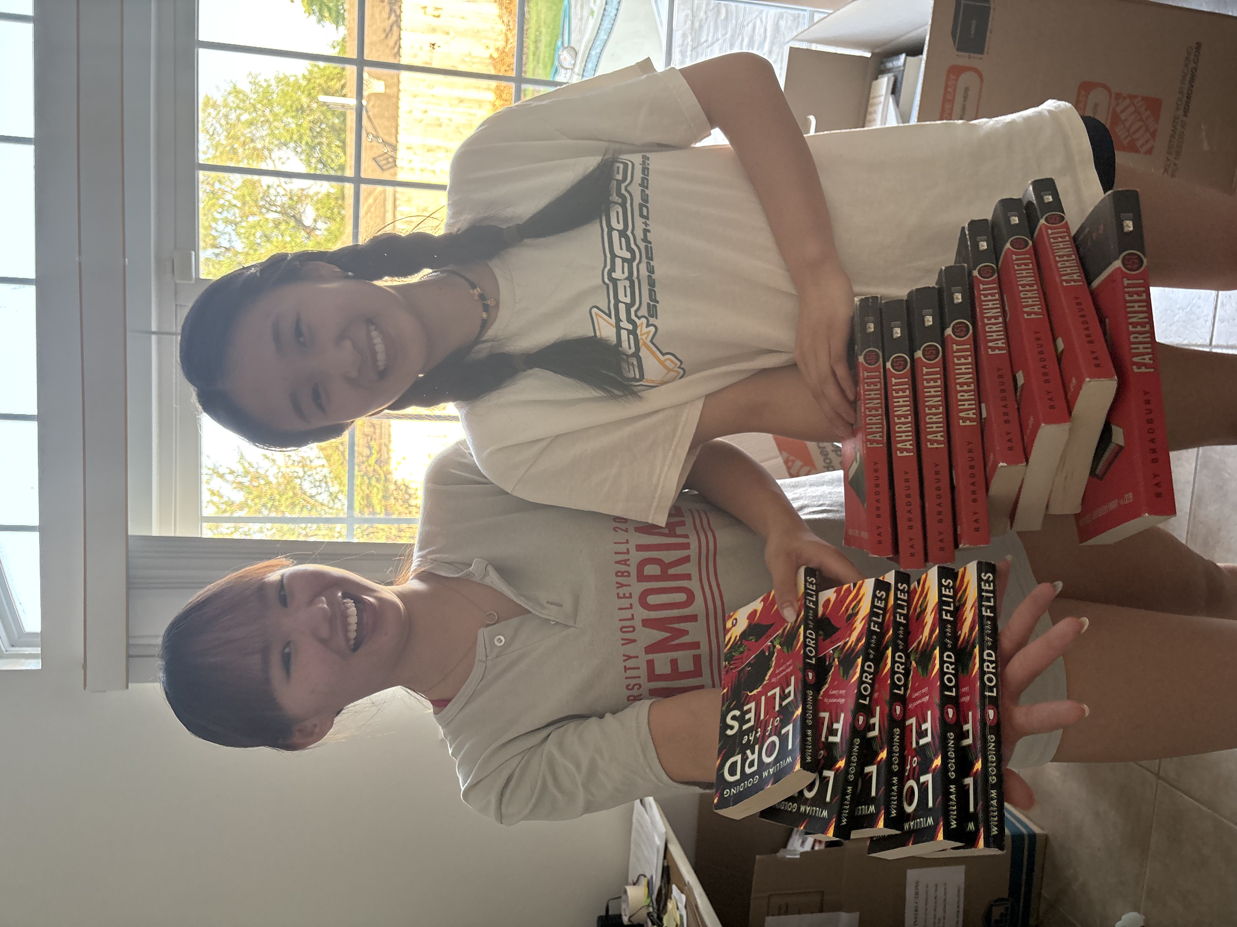 2025 Book Drive Collected Books in boxes