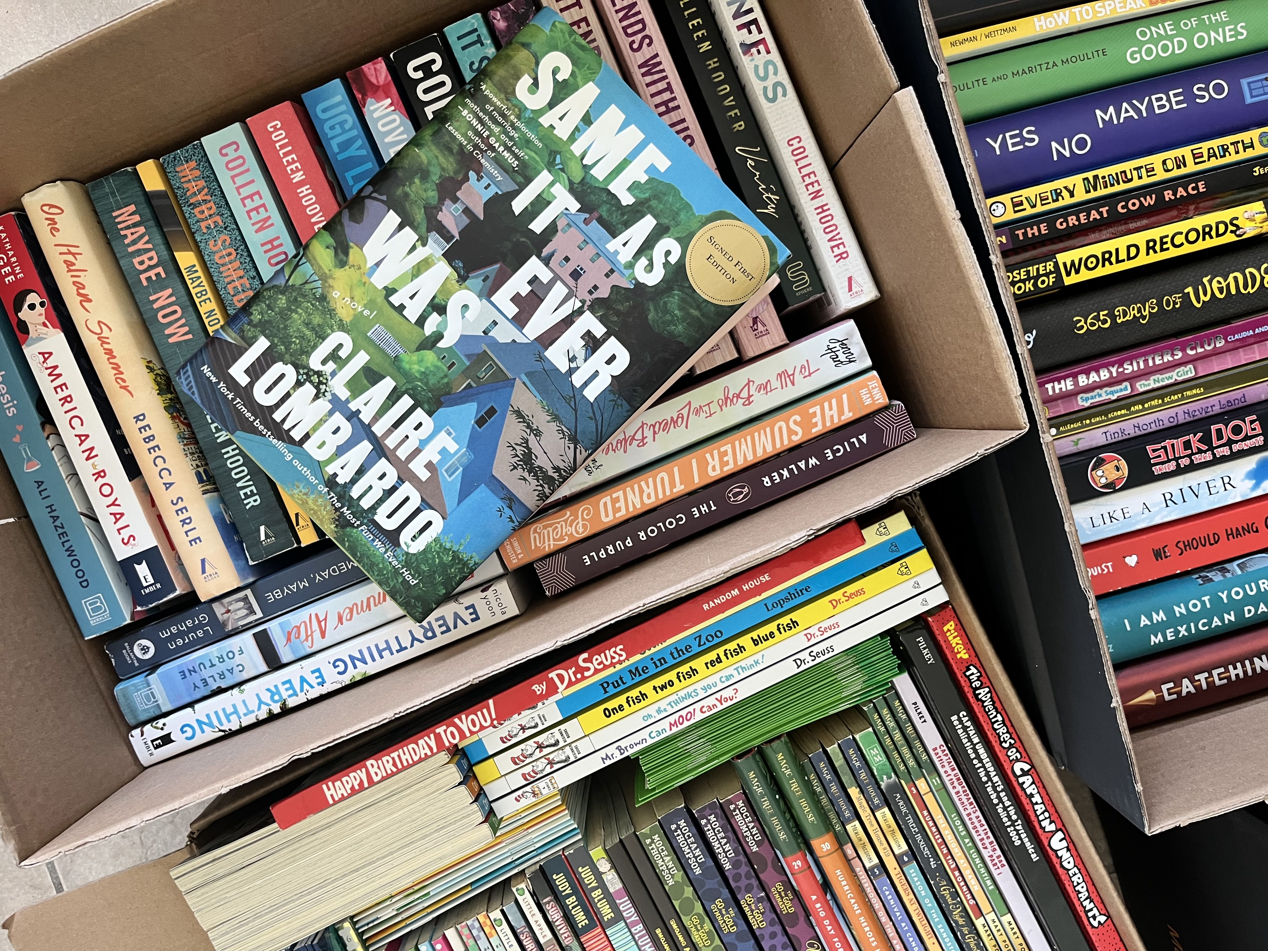 2025 Book Drive Collected Books in boxes