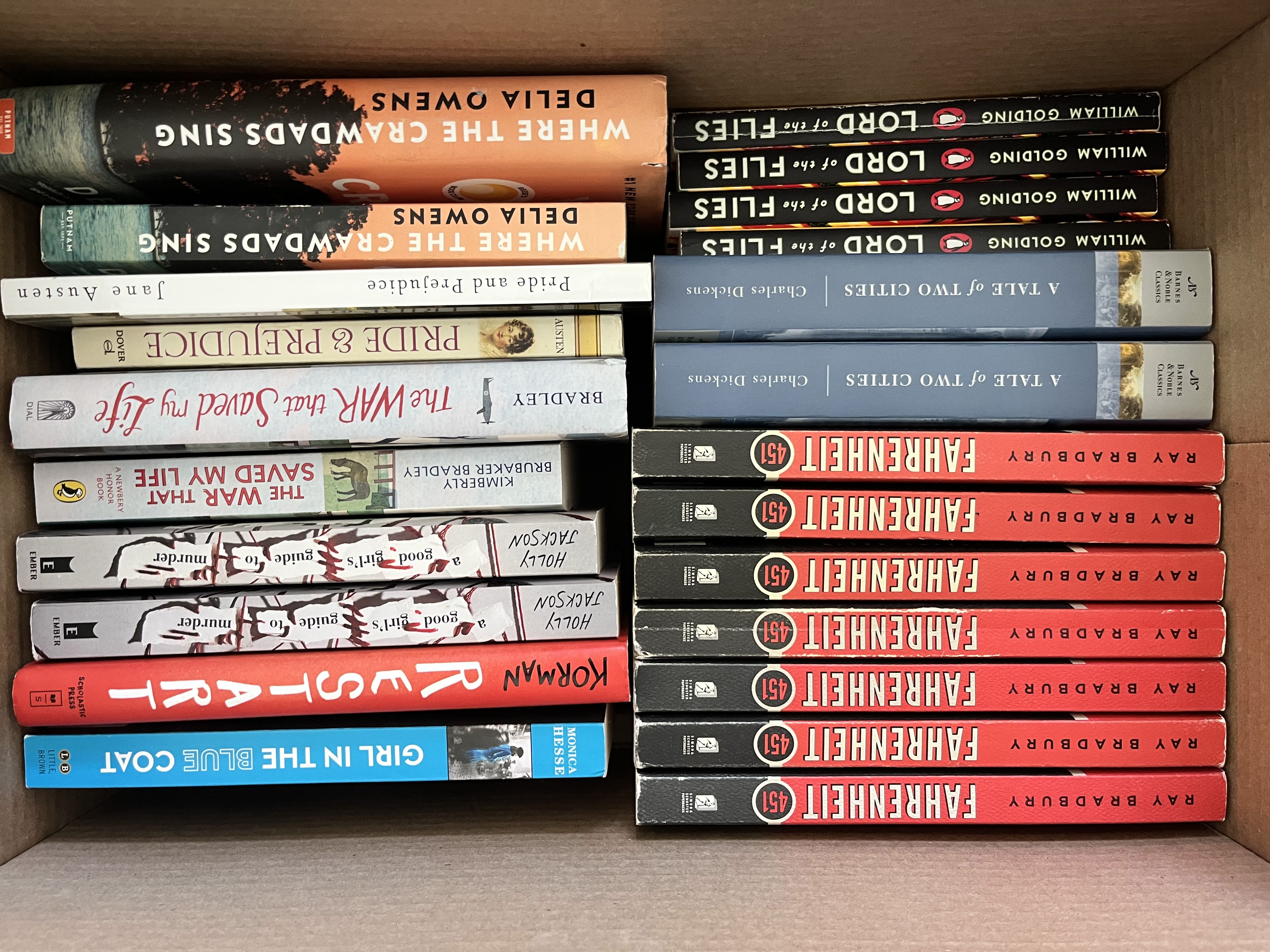 2025 Book Drive Collected Books in boxes