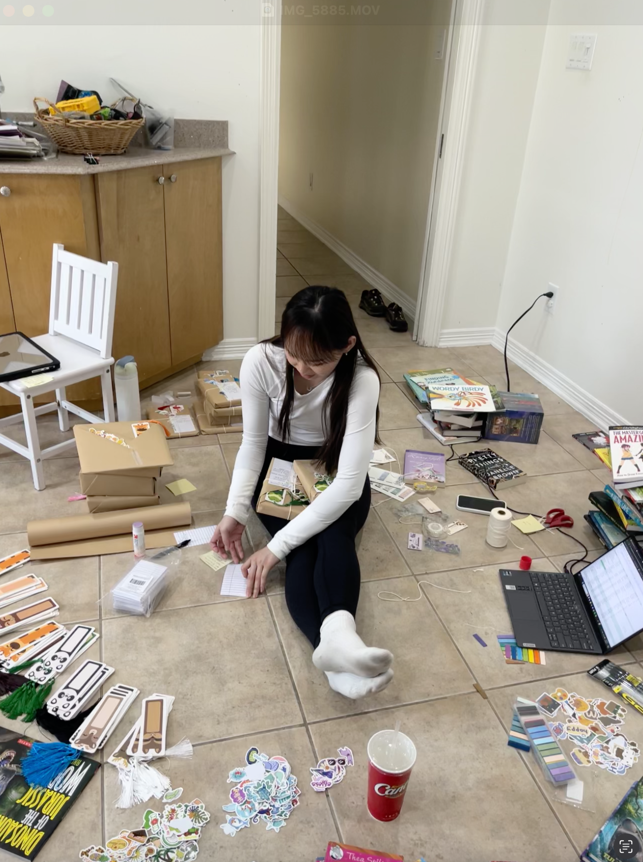 Team members prepping for Blind Date with a Book