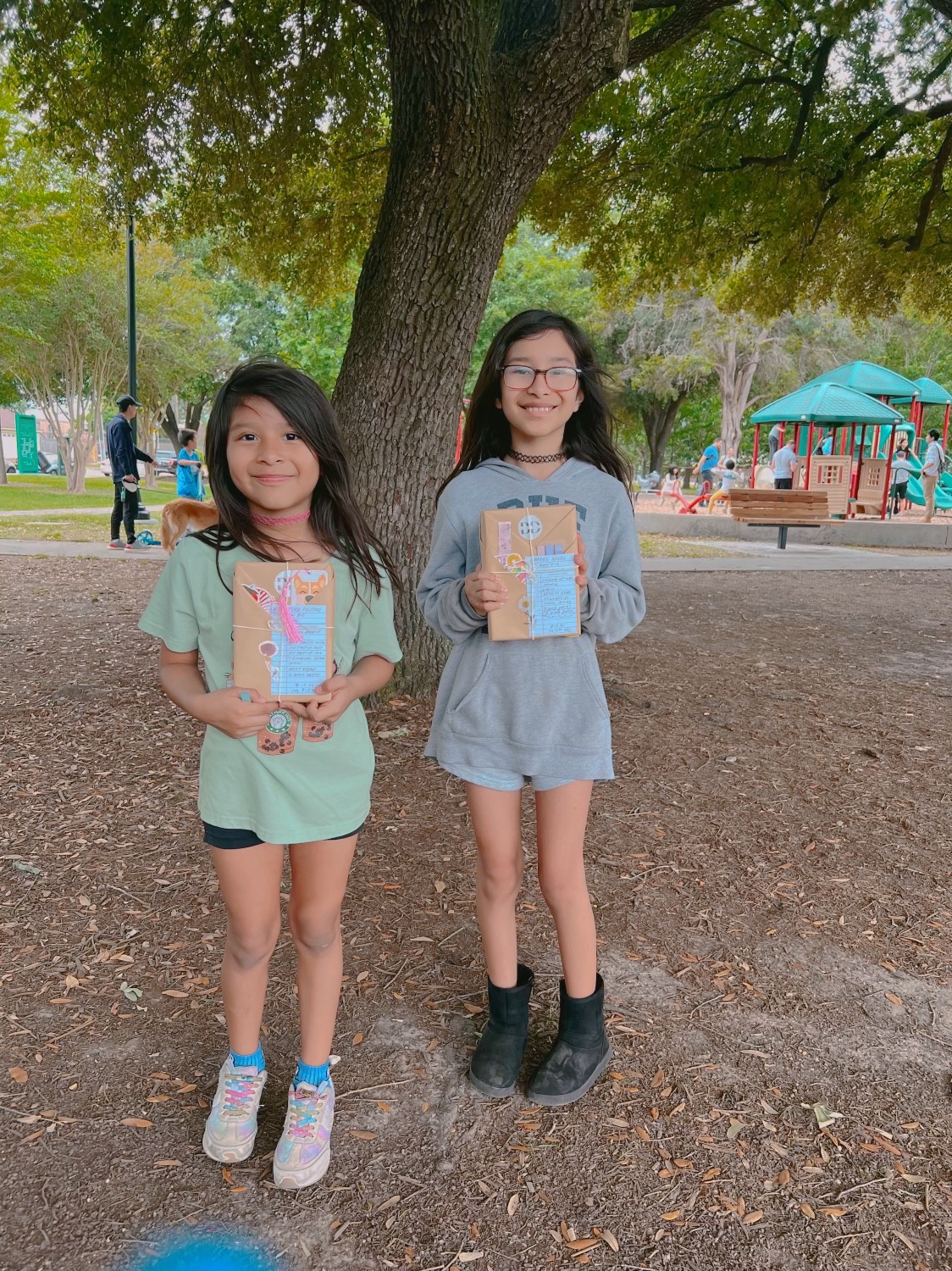 Children receiving their books