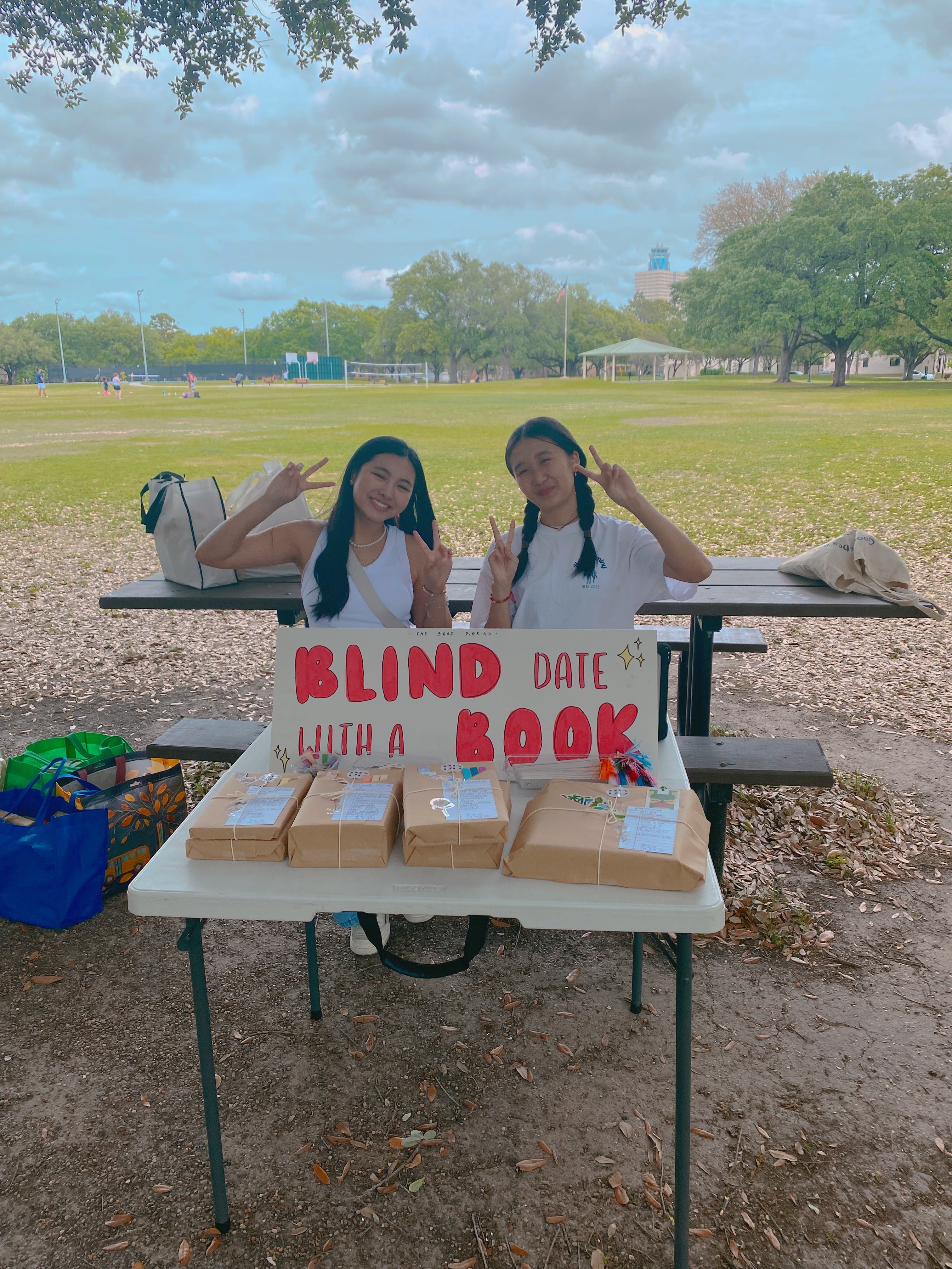 Team members at Blind Date with a Book event